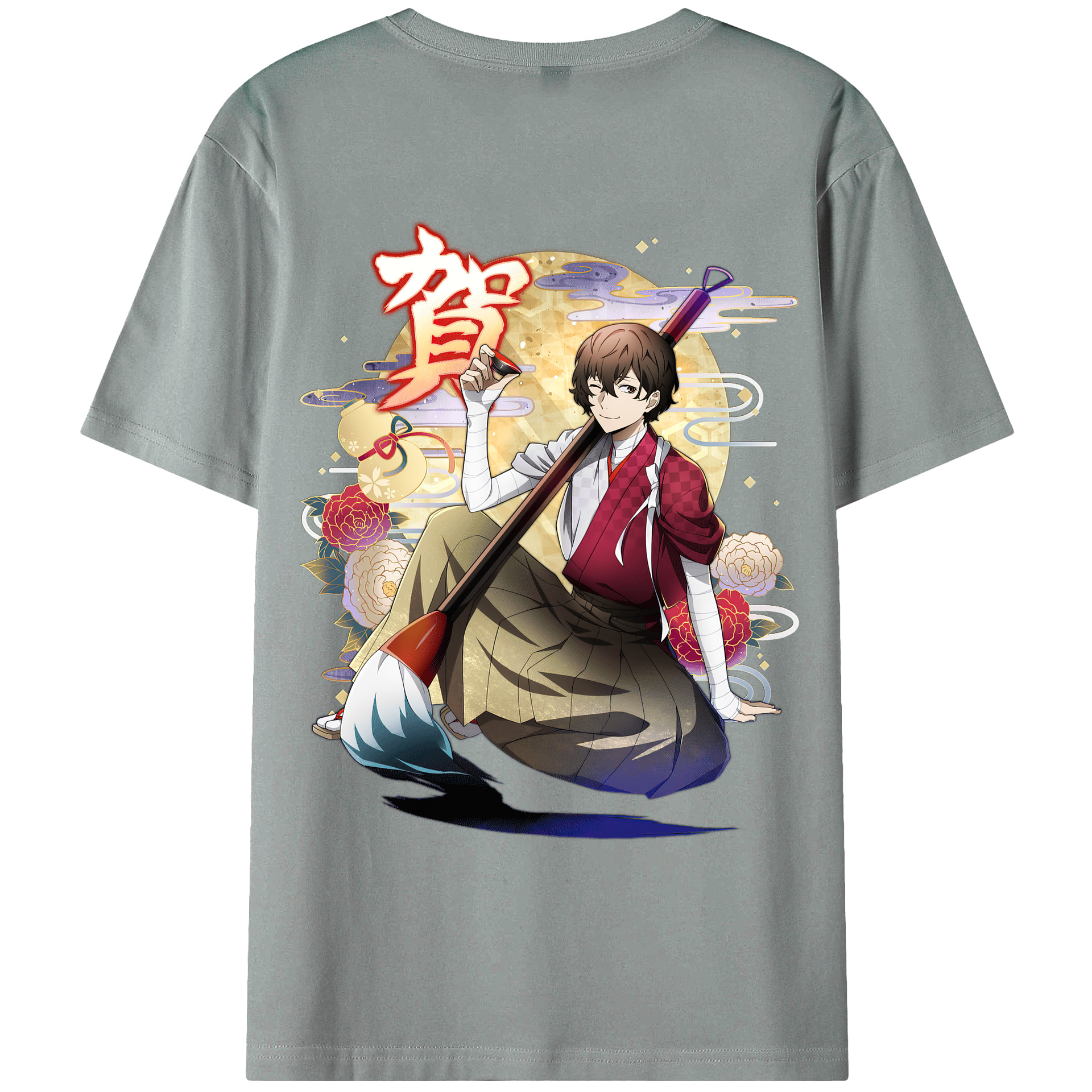 （画像用） 文豪ストレイドッグス Bungo Stray Dogs 綿100％ メンズ半袖Tシャツ（バックプリント） 通気性